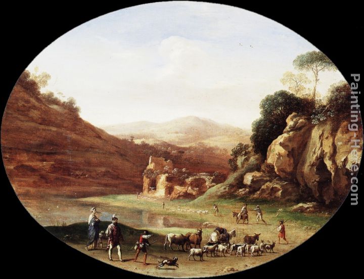 Cornelis van Poelenburgh Valley with Ruins and Figures